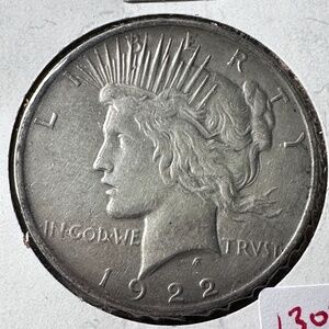 1922 Peace Silver Dollar $1 – 90% Silver – Nice Original Toned Circulated Coin